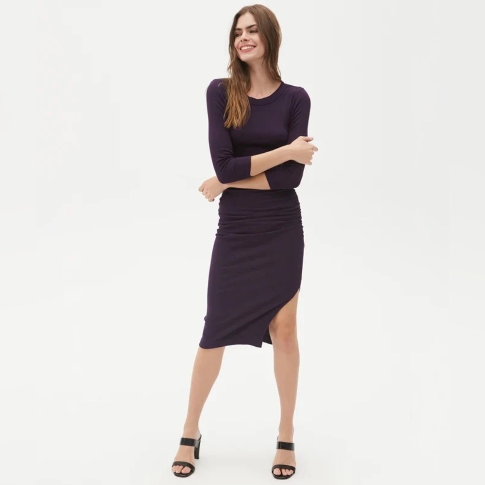 MICHAEL STARS NWT CHRISTY 3/4 SLEEVE TAHOE JERSEY MIDI DRESS - Picture 3 of 8